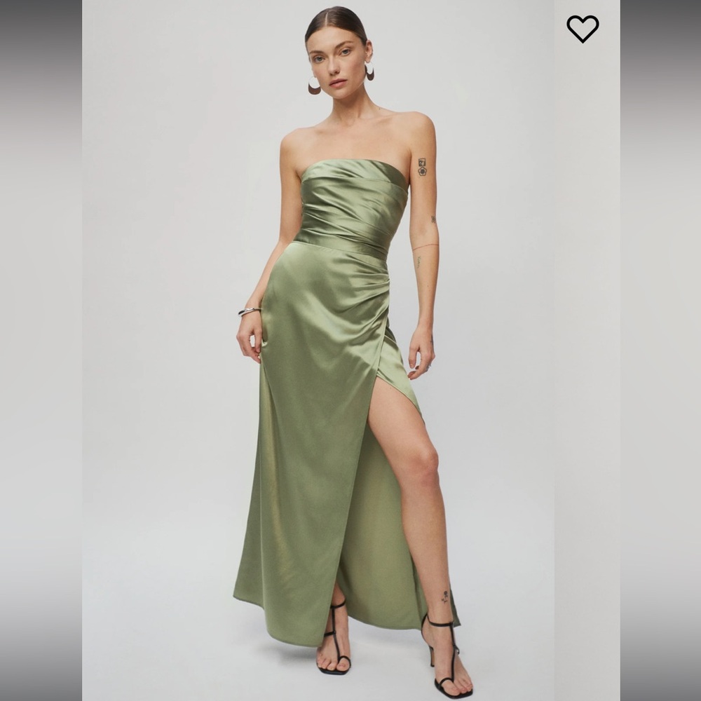 REFORMATION - Barrow Silk Dress Artichoke
